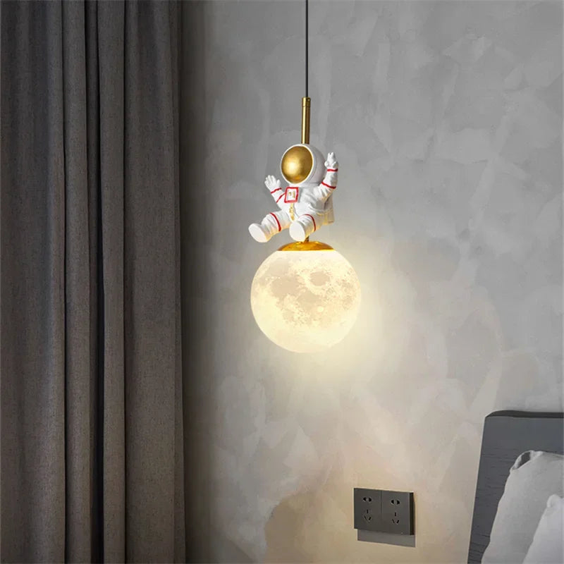DecorBites™ Astronaut Chandelier: Personalized Children's Room Decor Lighting for Warm Atmosphere