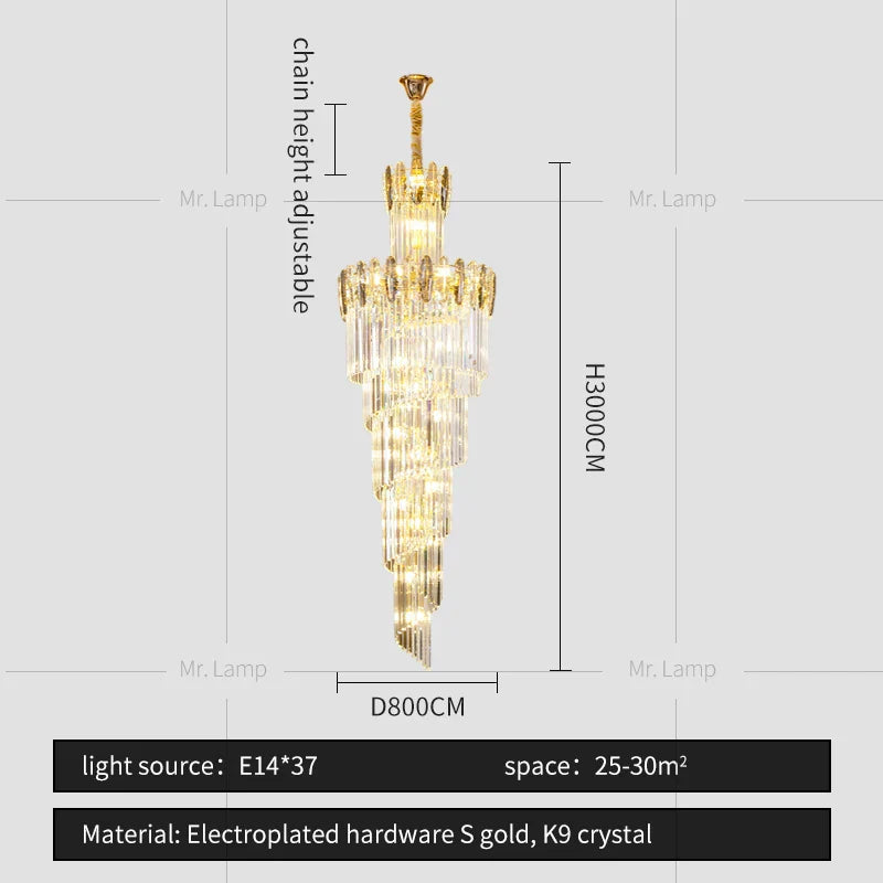 DecorBites™ Crystal Chandelier: Modern Minimalist Duplex Living Room Luxury Light