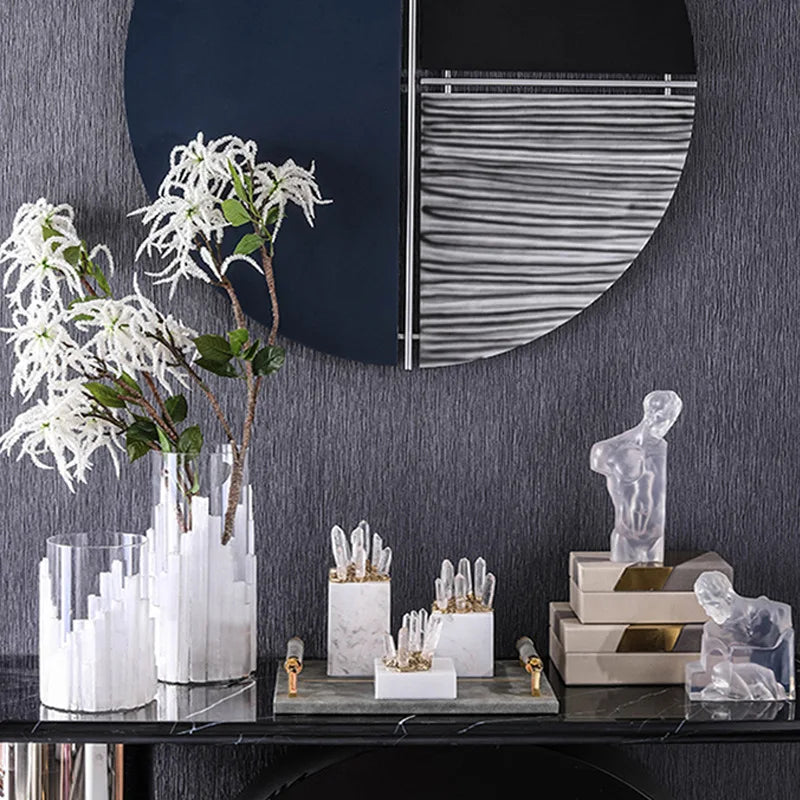 DecorBites™ Crystal Stone Marble Entrance TV Cabinet Club Soft Decoration