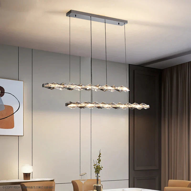 DecorBites™ Crystal Chandelier for Luxury Living Spaces ★ Modern Duplex Ring Light Fixtures