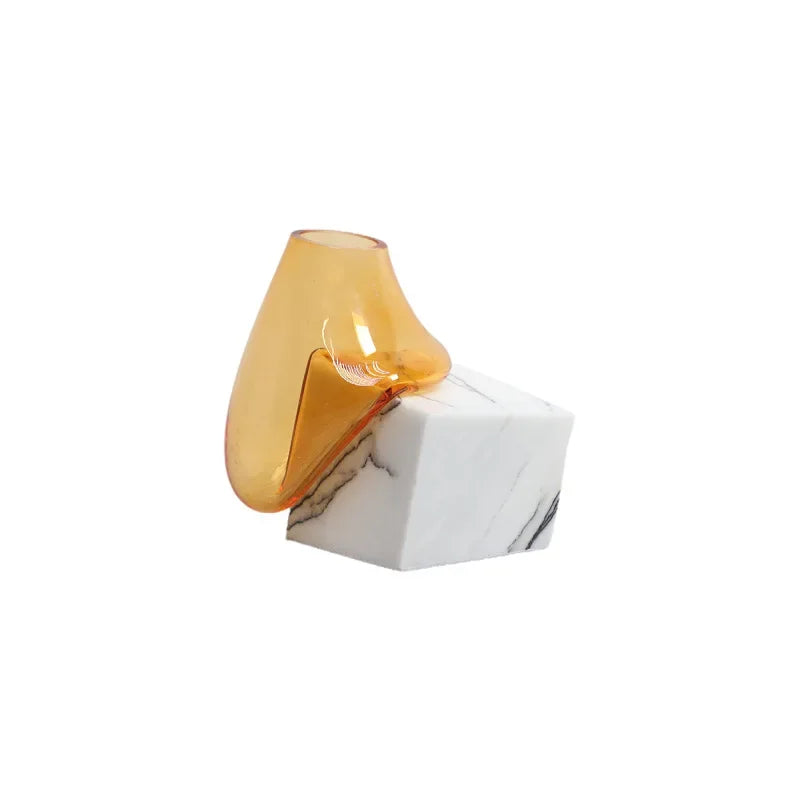 DecorBites™ Glass Vase with Marble Base for Elegant Floral Arrangements & Home Décor