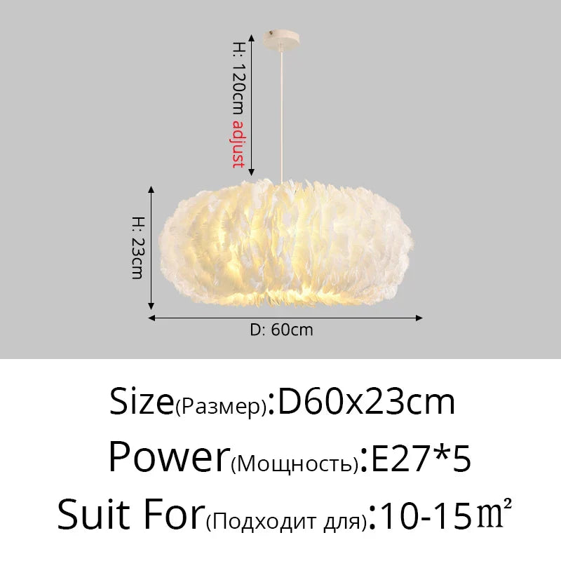 DecorBites™ Feather Decor LED Chandeliers for Living Room, Bedroom, Study & Children's Room
