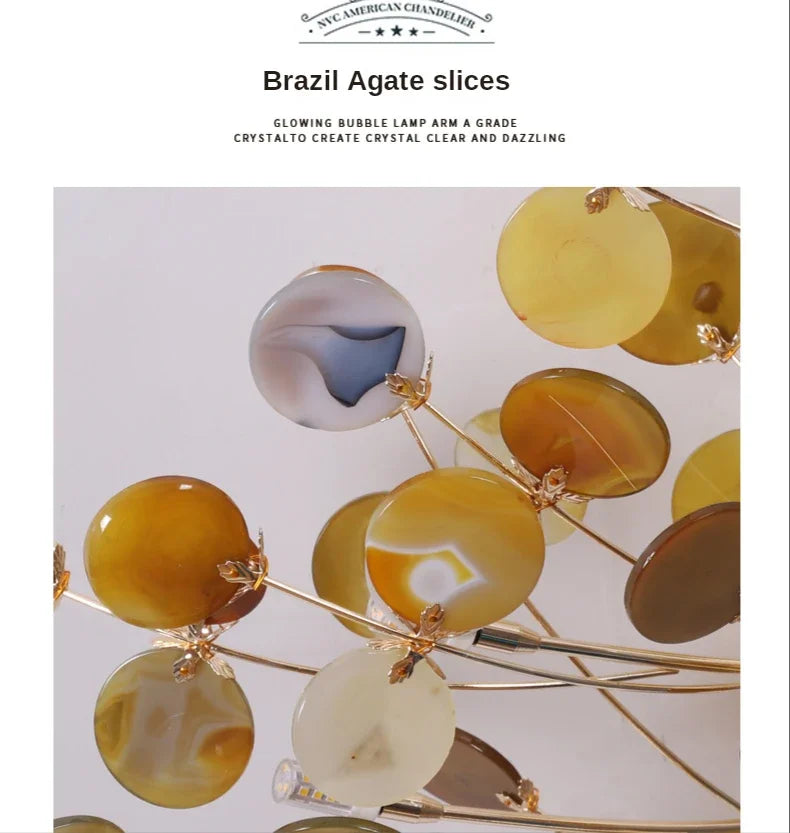 DecorBites™ Leaf Agate Ceiling Lamp: Modern Nordic Jade Design for Living Room, Restaurant, Bedroom