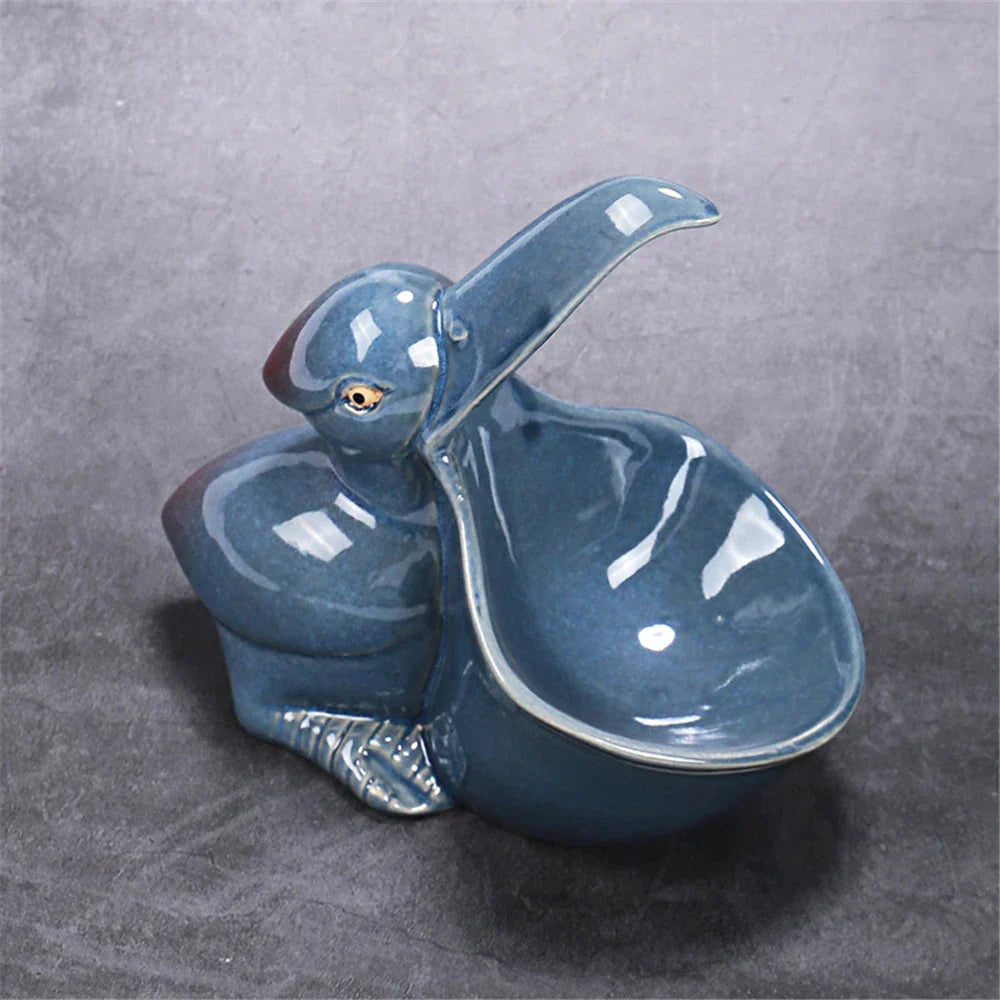 DecorBites™ Ceramic Animal Storage Can: Home Decoration & Organizer Frog Pelican Shark Figurine