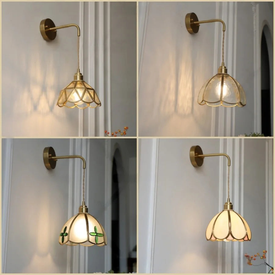 DecorBites™ Amber Glass LED Wall Light Modern Nordic Bedroom Reading Lamp
