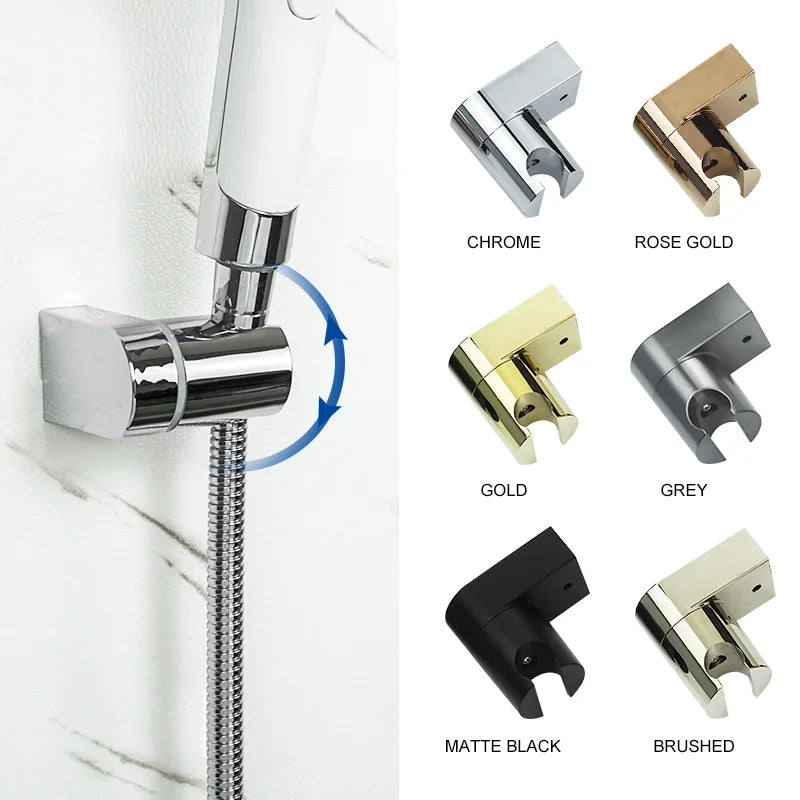 DecorBites™ Gold ABS Shower Head Holder Stand Rotatable Bracket Bathroom Accessories