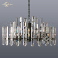 DecorBites™ Brass Chrome Black Metal LED Crystal Chandeliers Pendant Lamps for Bedroom & Living Room