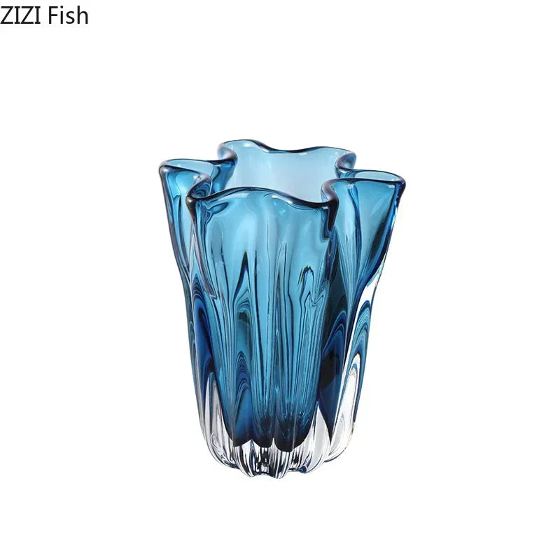 DecorBites™ Blue Glass Hydroponic Vase: Modern Desk Floral Decor & Room Aesthetic