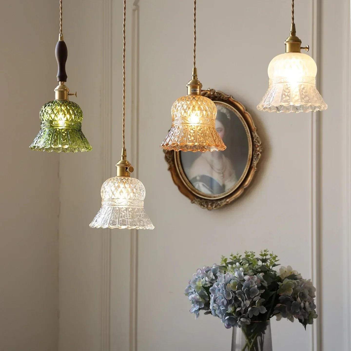 DecorBites™ Amber Glass LED Pendant Light Modern Nordic Hanging Lamp