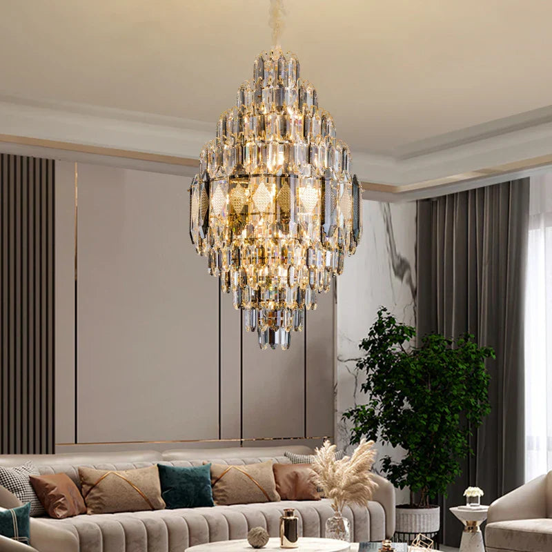 DecorBites™ Crystal Chandelier - Luxe Light for Villa, Hotel & Building Project