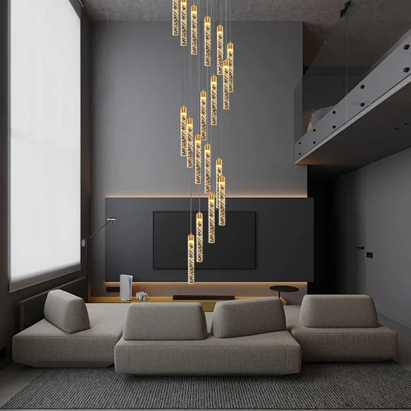 DecorBites™ Crystal Chandelier for Two-storey Foyer & Circular Stairwell