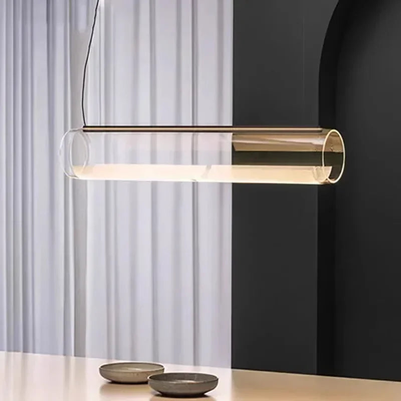 DecorBites™ Glass Cylinder Chandelier: Sleek Indoor Lighting for Living Room & Dining Room