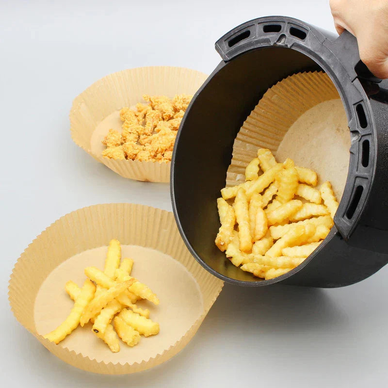 DecorBites™ Air Fryer Paper Liner: Non-Stick Round Baking Mat, 50PCS
