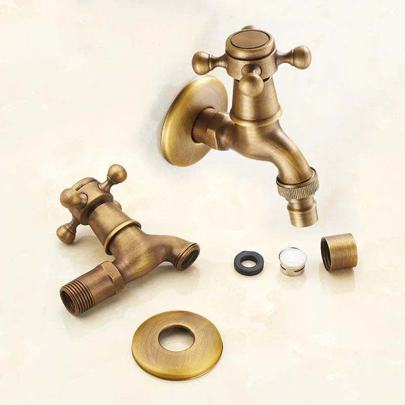 DecorBites™ Antique Brass Garden Bibcock Tap Decorative Water Faucet for Bathroom and Outdoor Use
