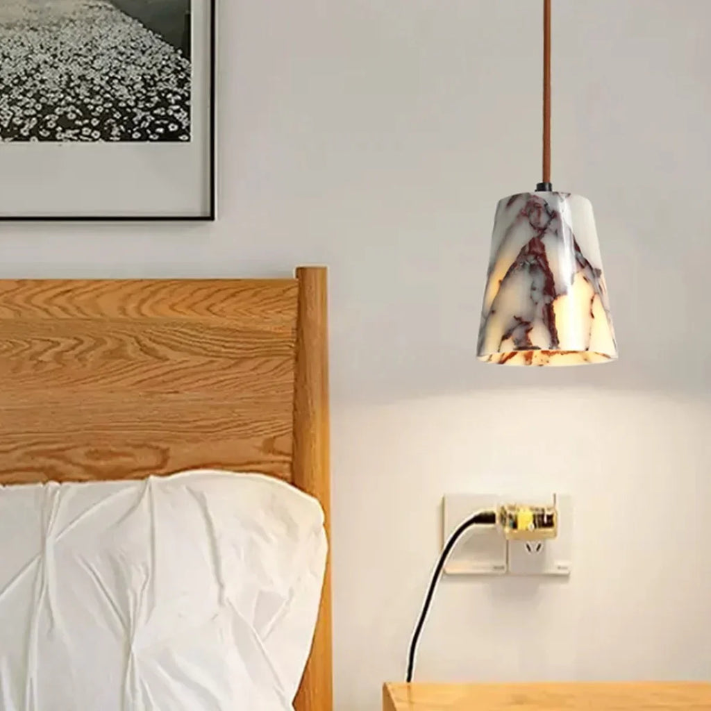 DecorBites™ Bulgari Stone LED Pendant Lamp - Natural Marble Hanging Light