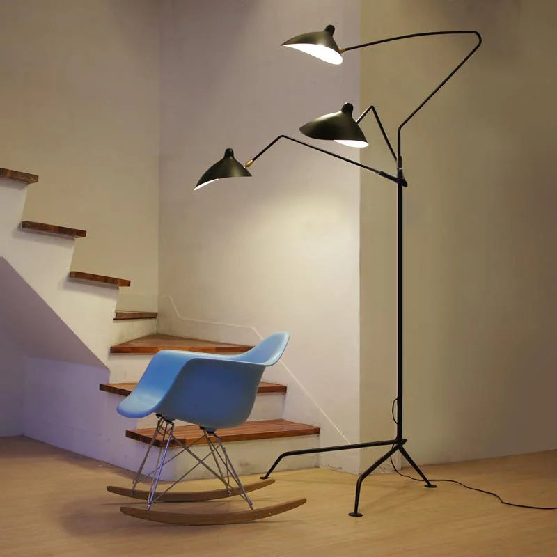 DecorBites™ LED Tripod Floor Lamp Adjustable Spider Arm Standing Light Industrial Loft Decor
