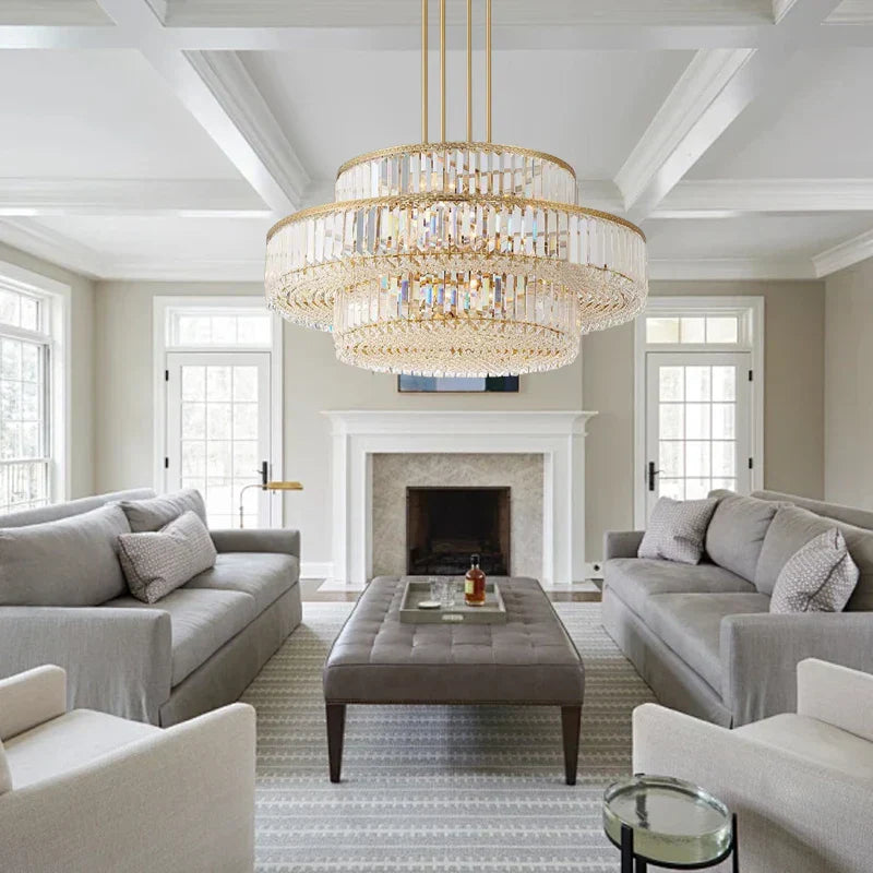 DecorBites™ Gold Crystal LED Multi-layer Pendant Lights for Living Room Bedroom Decoration