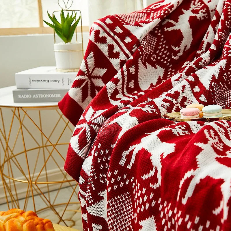 DecorBites™ Knitted Jacquard Christmas Tree Throw Blanket