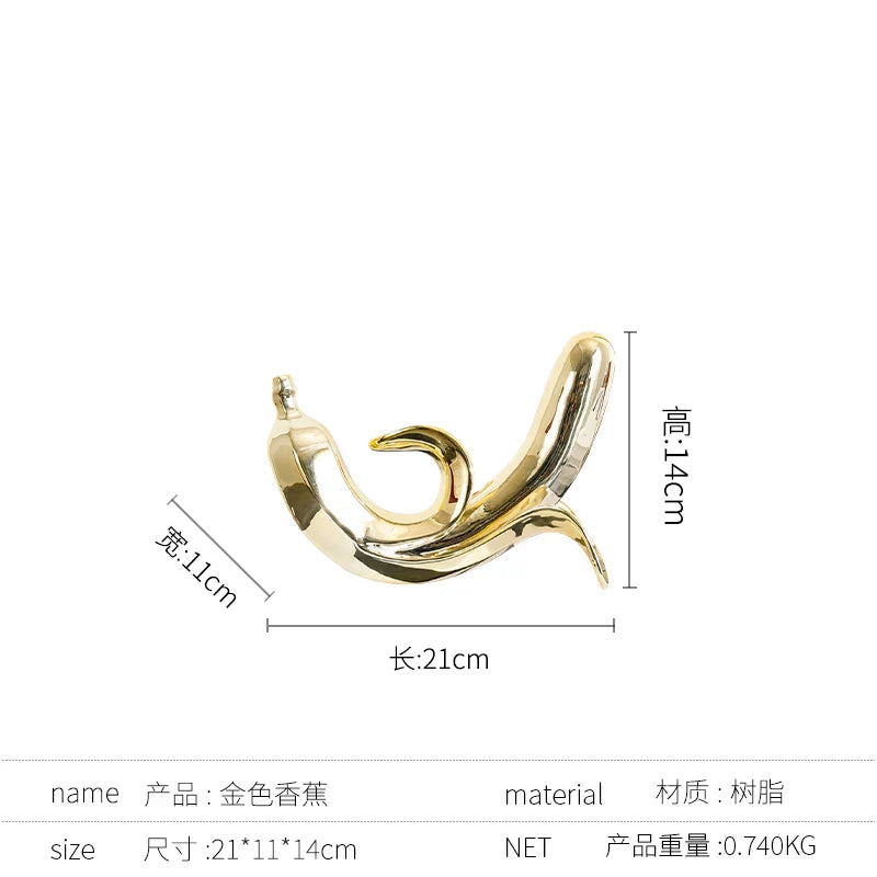 DecorBites™ Golden Banana Figurine Resin Decorative Statue Home Décor Figurine