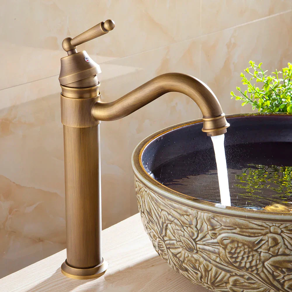 DecorBites™ Antique Finish Brass Basin Faucet for Bathroom Vanity Sink Mixer