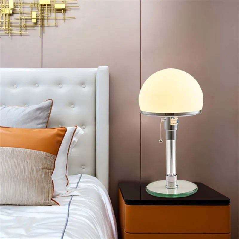 DecorBites™ Bauhaus Mushroom Table Lamp Milk White Glass Bedroom Coffee Study Indoor Lighting