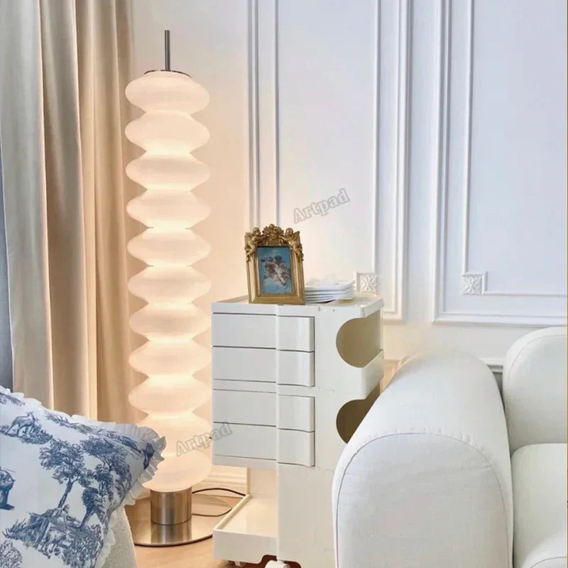 DecorBites™ Gourd Glass Floor Lamp: Nordic Design LED Night Light for Bedroom and Living Room