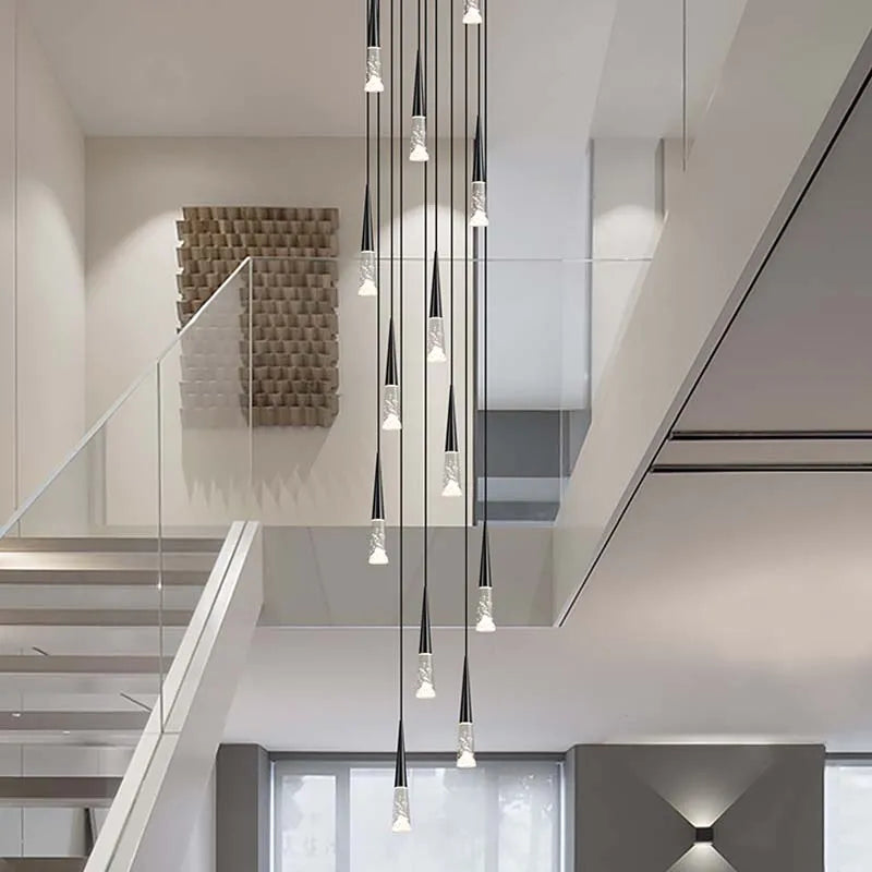 DecorBites™ LED Nordic Staircase Chandelier Golden Black Indoor Lighting