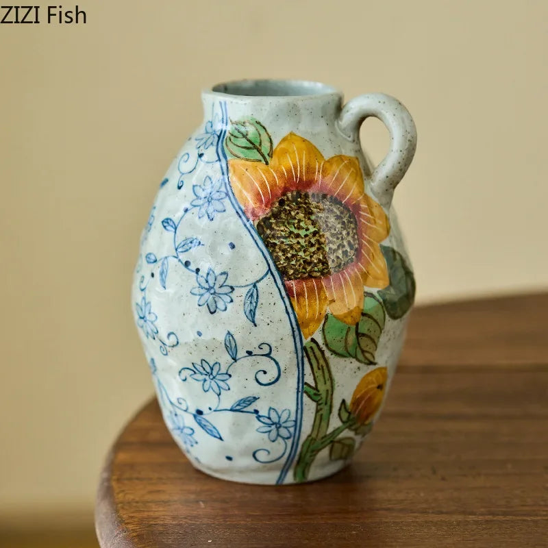 DecorBites™ Ceramic Vase with Artificial Flowers - Room Aesthetic Decor