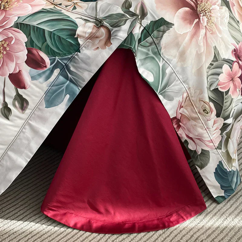DecorBites™ Egyptian Cotton Flower Bedding Set, Luxury 1000TC Duvet Cover, Sheets, Pillowcases
