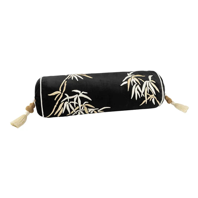 DecorBites™ Lucky Rabbit Pine Forests Embroidery Silk Velvet Pillowcase with Tassels