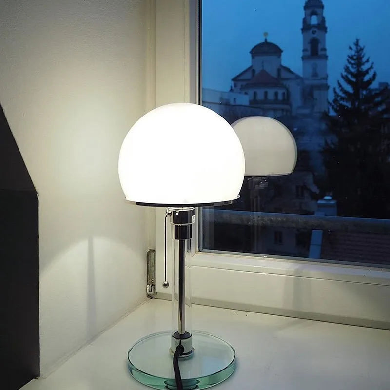 DecorBites™ Bauhaus Mushroom Table Lamp Milk White Glass Bedroom Coffee Study Indoor Lighting
