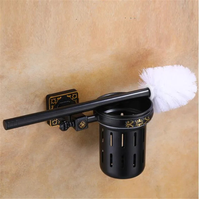 DecorBites™ Aluminum Carved Toilet Brush Holder Set