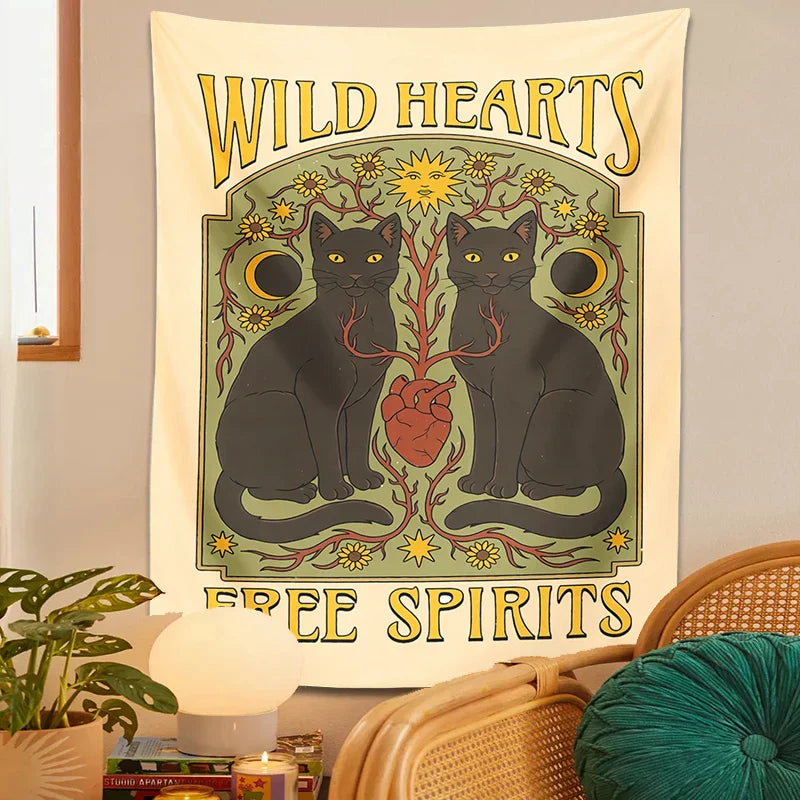 DecorBites™ Cat Hearts Tapestry Wall Hanging for Boho Home Decor