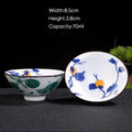 DecorBites™ Blue & White Ceramic Kung Fu Tea Cup - Japanese Style Porcelain Sake Cups