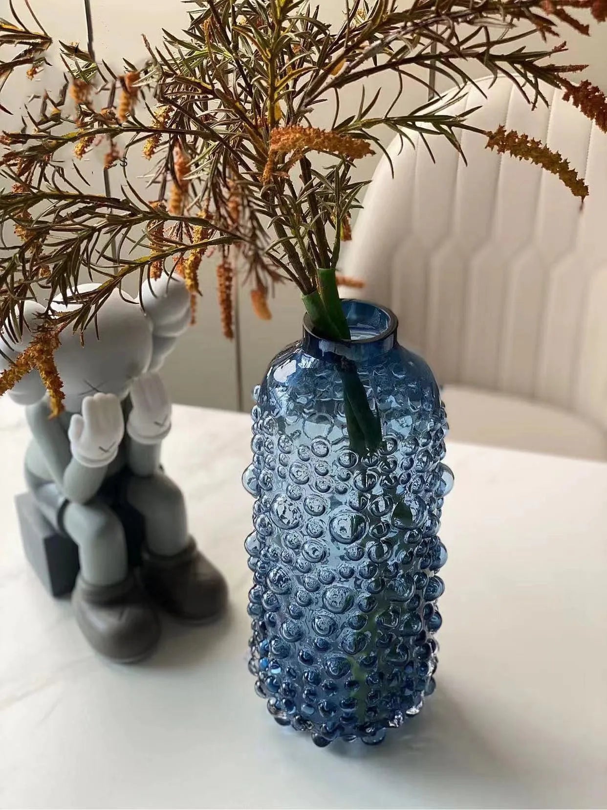 DecorBites™ Clear Glass Flower Vase Hydroponic Home Decoration Texture Uneven Texture