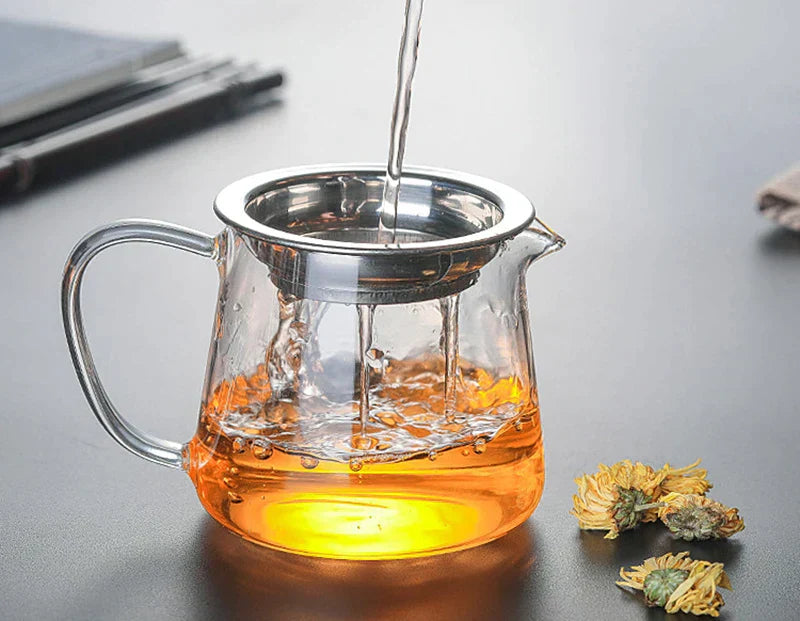DecorBites™ Glass Tea Pot Set with Infuser - Heat-Resistant Teapot & Fair Cup - Puer Tea Brewing Kit