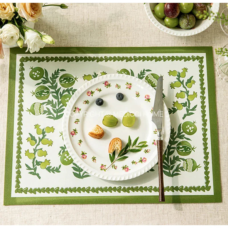 DecorBites™ Butterfly Print Placemat: Pomegranate Floral Design, Non-Slip Dining Table Mats