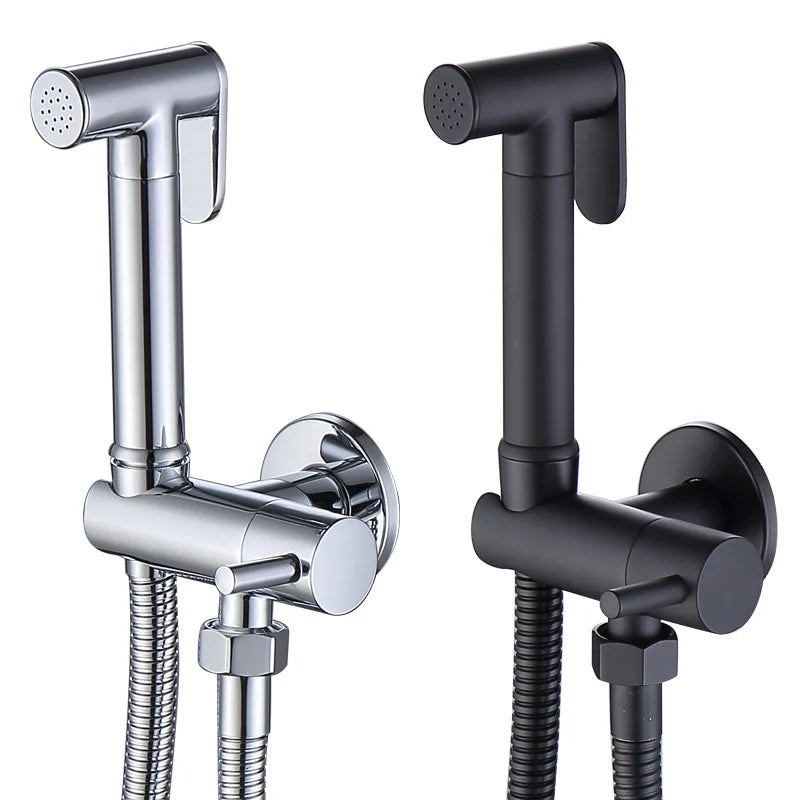 DecorBites™ Brass Wall Mount Bidet Spray Set Chrome Gold High Pressure Bathroom Shattaf Gun