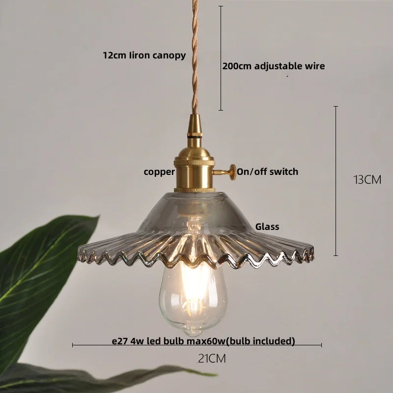 DecorBites™ Clear Glass LED Pendant Light Fixture with Copper Socket for Modern Home Decor