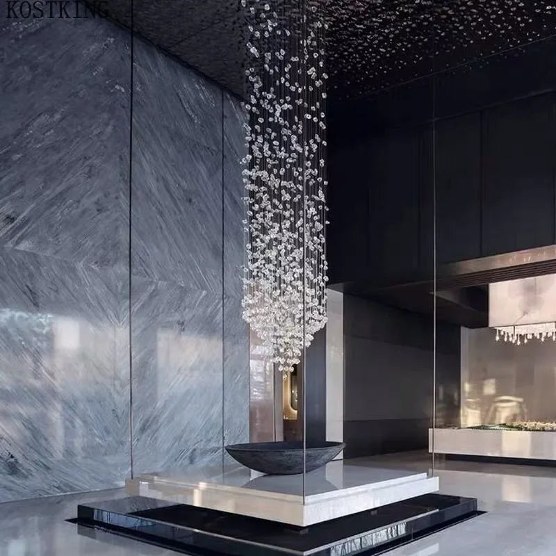 DecorBites™ Crystal LED Chandelier: Luxury Staircase & Hallway Lighting Fixture