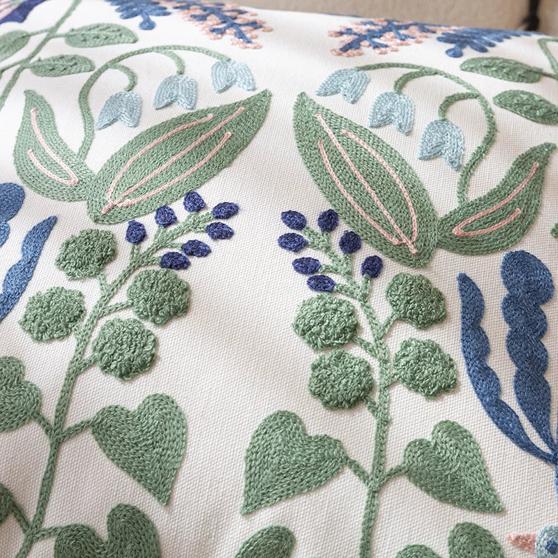 DecorBites™ Embroidered Floral Office Cushion Pillowcase - 45x45CM