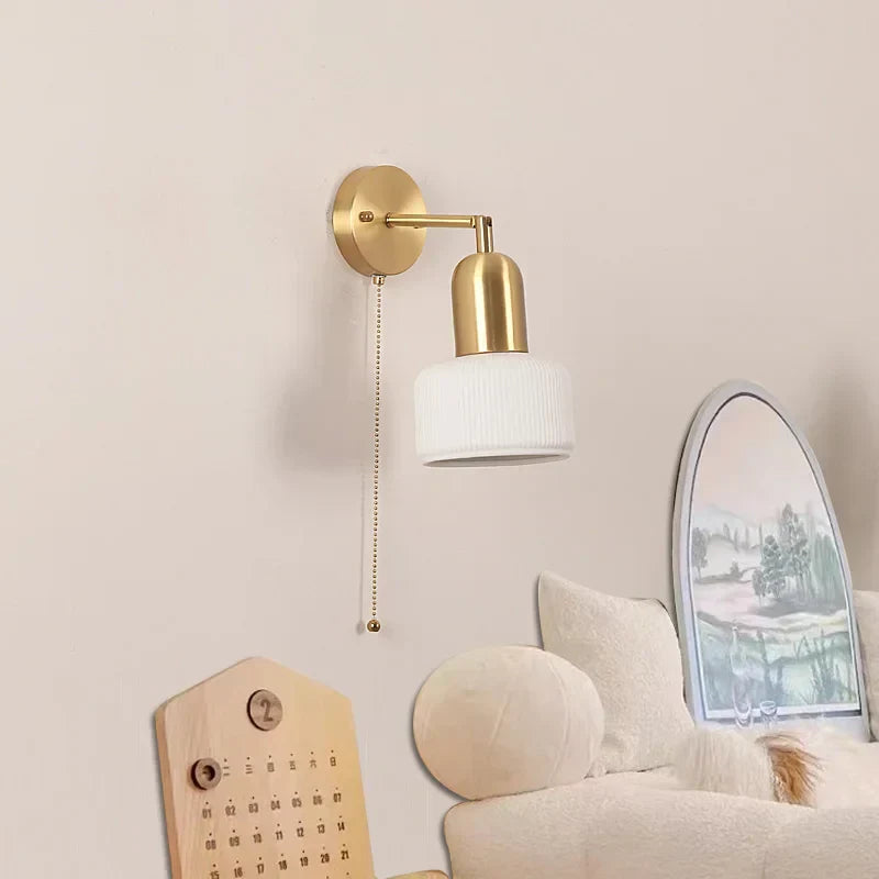 DecorBites™ Ceramic Art Wall Lamp with Rotatable LED Lights & Pull Chain Switch