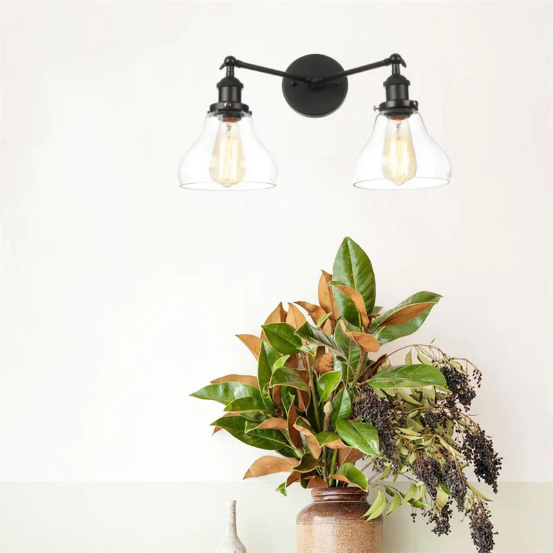 DecorBites™ Black LED Wall Sconce 2-Head Lamp for Bedroom Bathroom Mirror