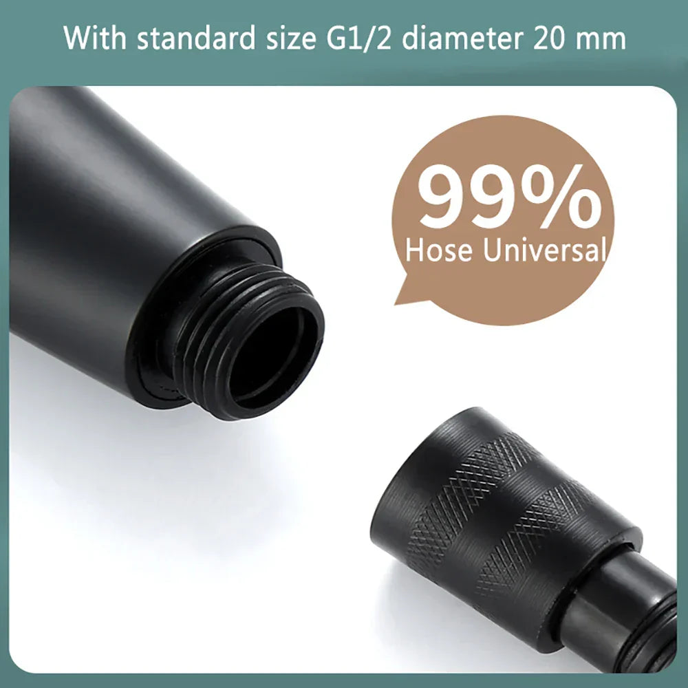 DecorBites™ Black High Pressure Rainfall Shower Head with Bracket and Water Saving Nozzle
