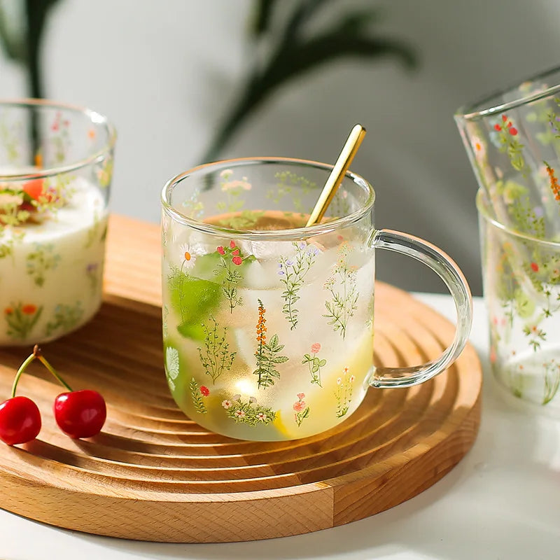 DecorBites™ Large-Capacity Glass Cup with Scale, Heat-Resistant, Cute Design - Perfect Gift
