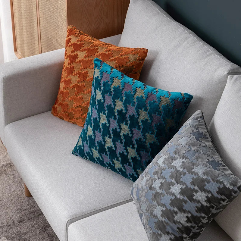 DecorBites™ Houndstooth Luxury Pillow Cover 45x45cm - High-end Decorative Sofa Cushion Case