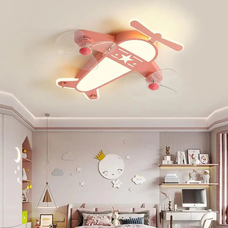 DecorBites™ Cartoon Aircraft Ceiling Fan Light for Modern Children's Bedroom
