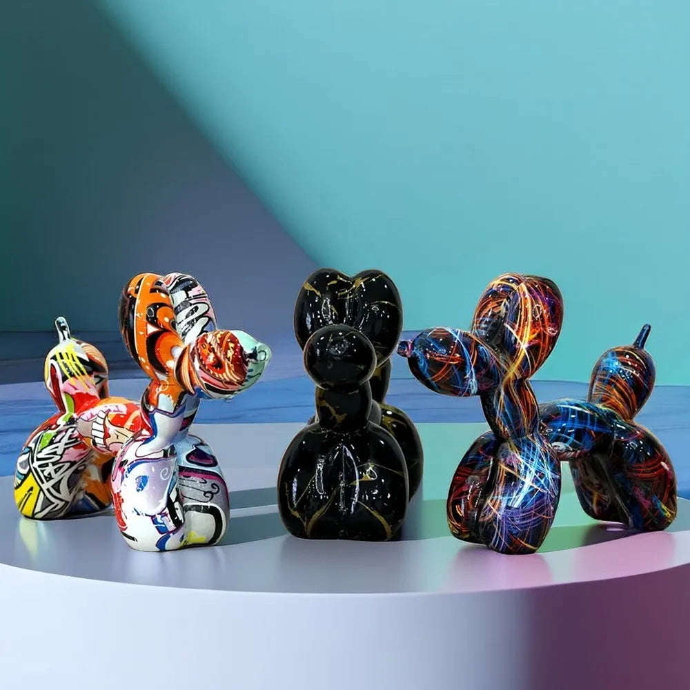 DecorBites™ Balloon Dog Sculpture Modern Decor Black White Pink Room Figurines