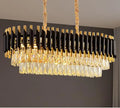 DecorBites™ Black Gold Metal LED Chandelier Living Room Dining Modern Lustre Crystal Hanging Lamp