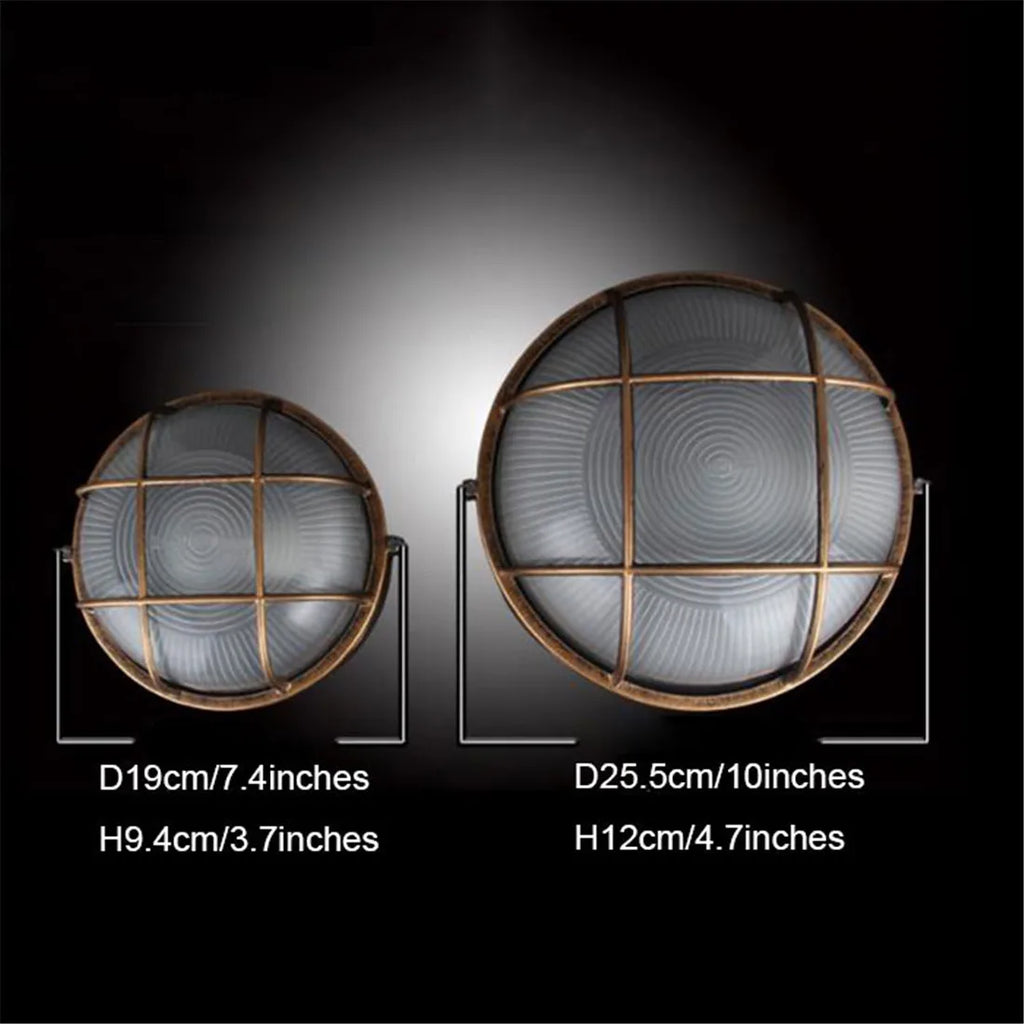 DecorBites™ Bronze Metal Glass Outdoor Ceiling Lamp Flush Mount Waterproof Retro Yard Light